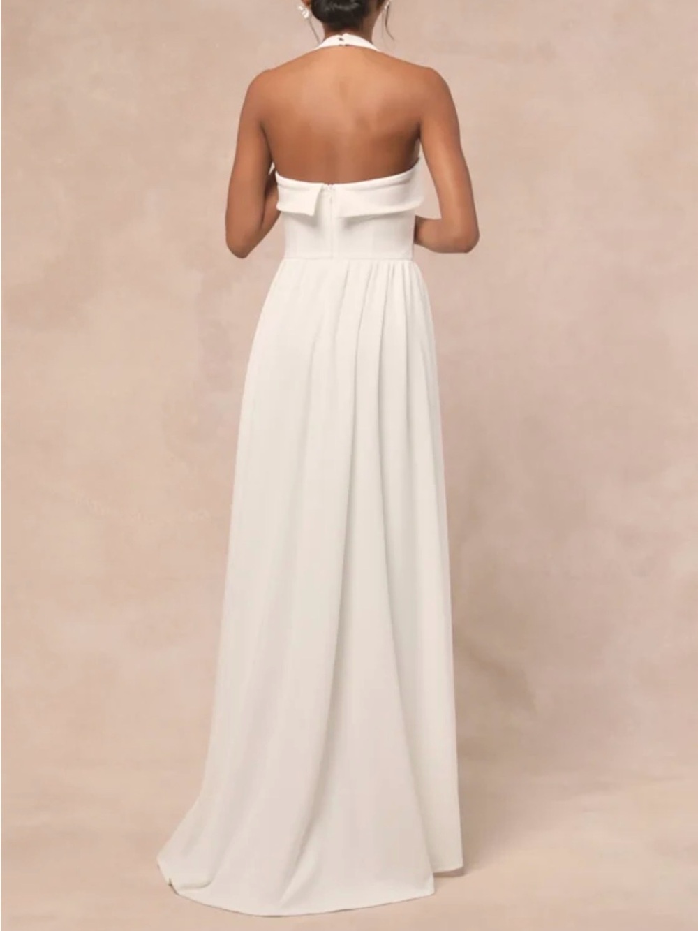 Lulus Telia White Halter Basque Waist Maxi Dress Size XL Wedding Gown Bride - Picture 2 of 9